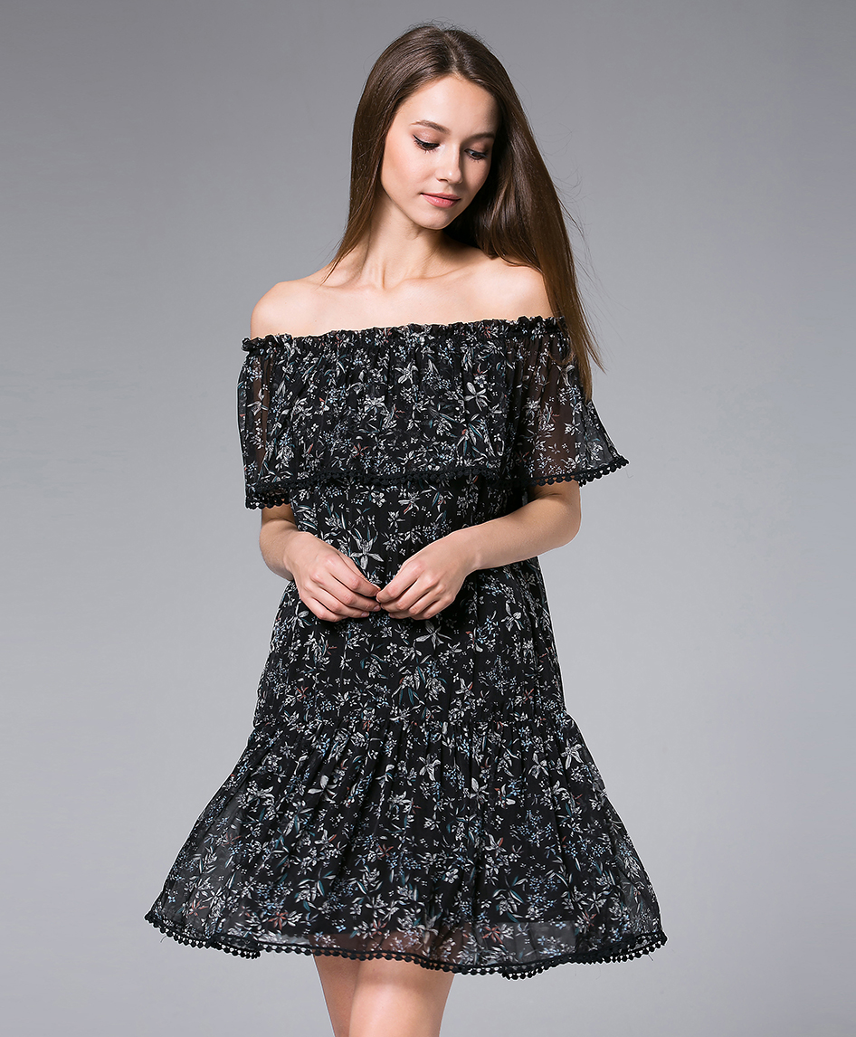 Dress - Off-the-shoulder Silk Chiffon Dress